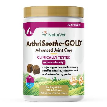NaturVet ArthriSoothe-GOLD Advanced Care Soft Chews for Dogs and Cats, 180 count